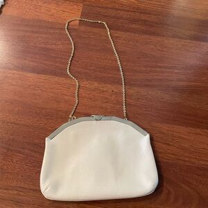 Vintage White Cream Leather Etra Clutch Bag Convertible